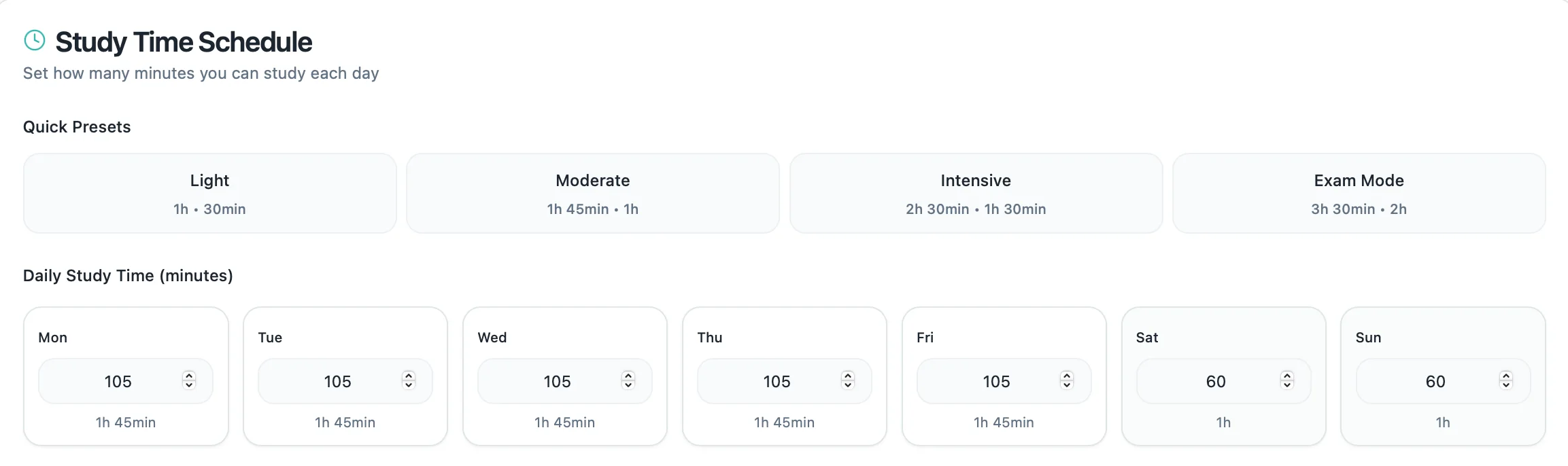 Step 3 — Input your study time